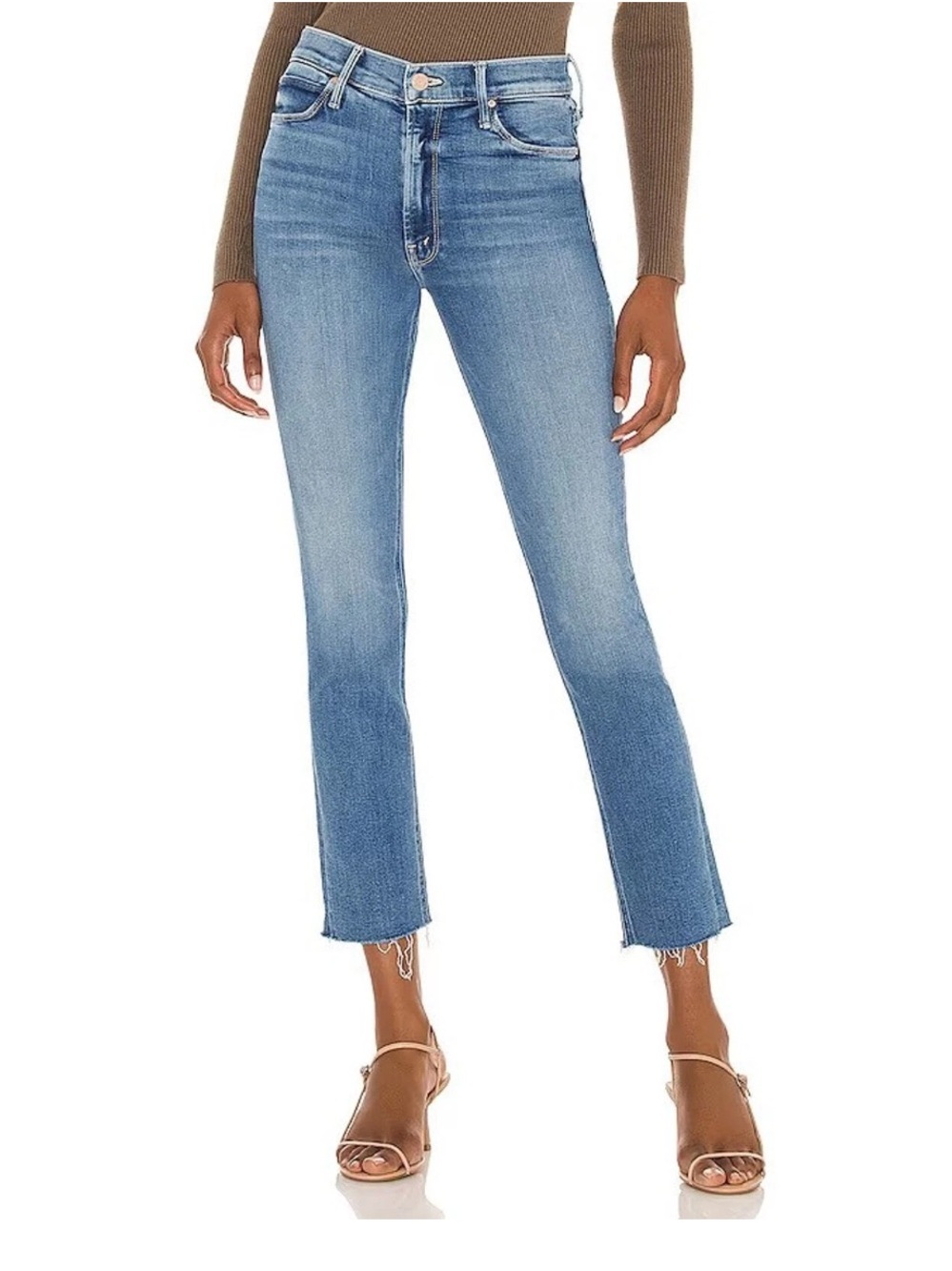 MOTHER The Mid Rise Dazzler Ankle Fray Jeans in Ridin’ The Cliffside